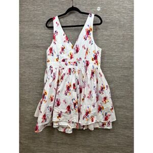 Prabal Gurung For JCPenny Floral Sun Dress Womens Size 16 White Multi V-Neck NEW